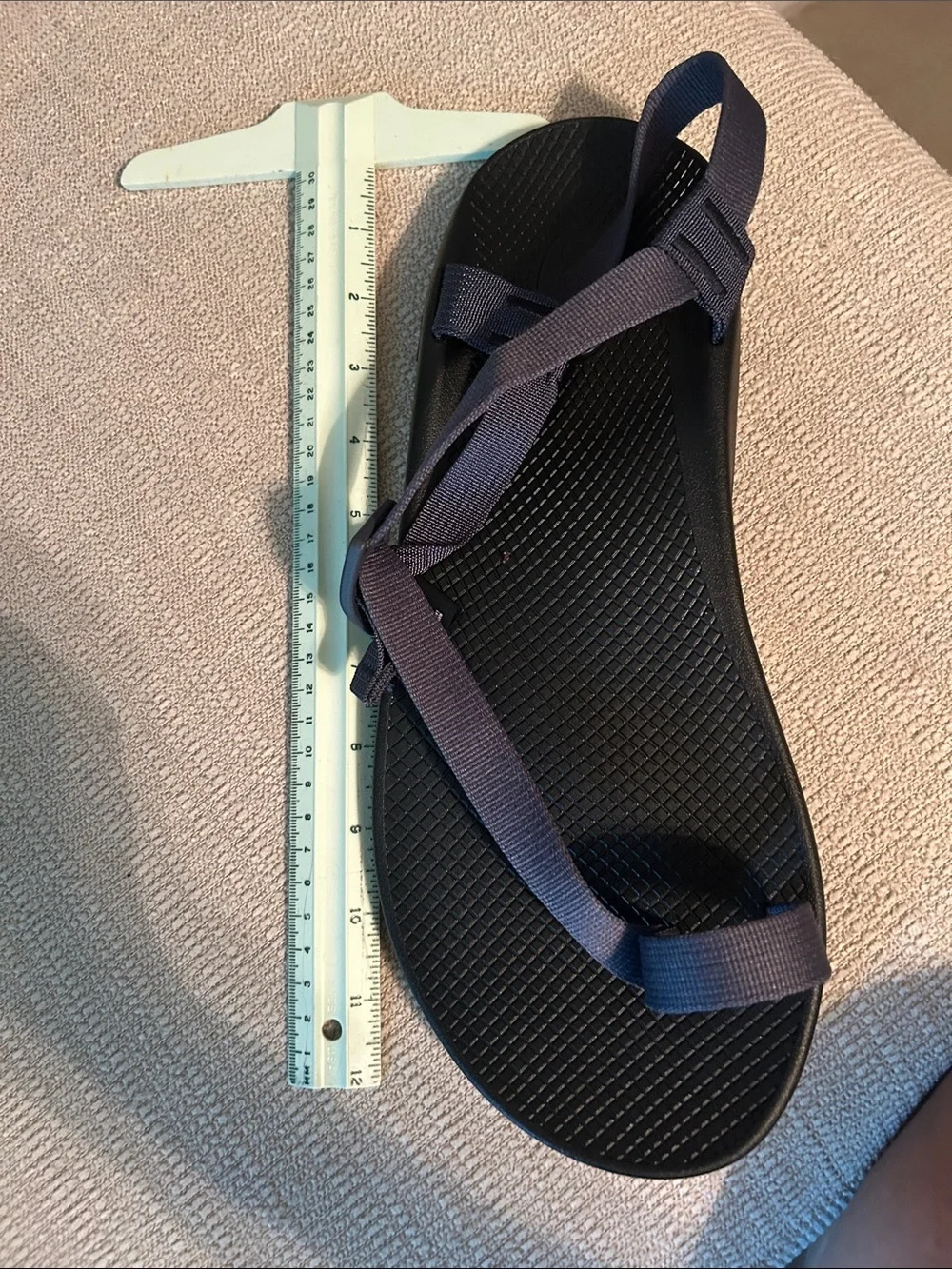 Chaco unisex Black Footbed with navy Straps Sandal